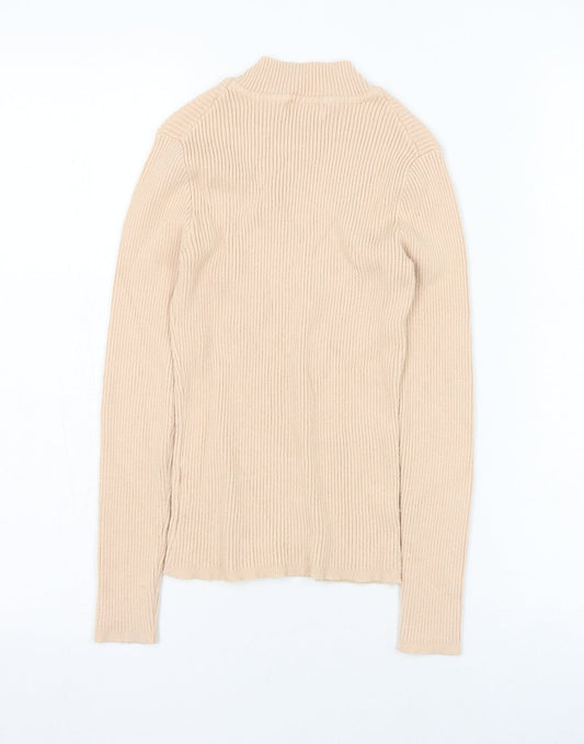 Primark Womens Beige Polyester Basic T-Shirt Size 10 Round Neck