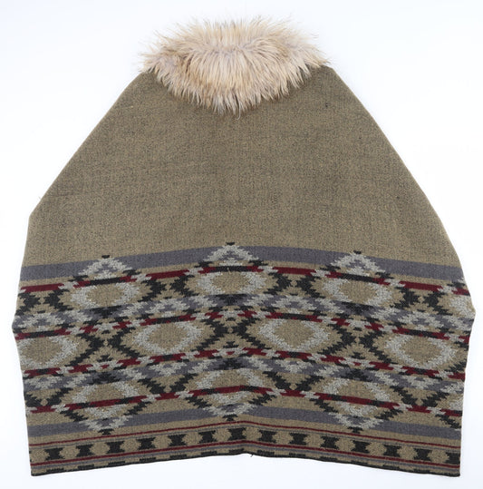 Accessorize Womens Multicoloured V-Neck Geometric Acrylic Cape Jumper One Size - Shawl