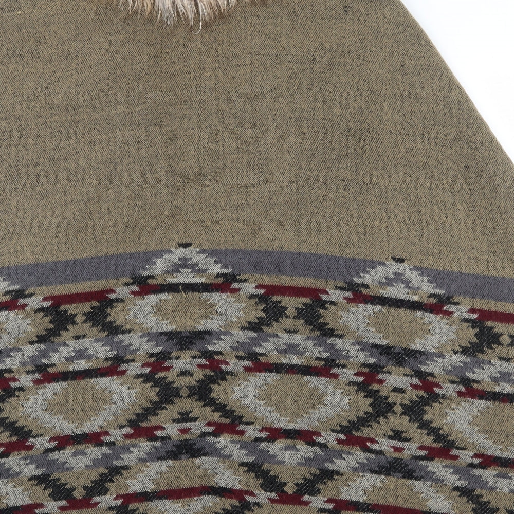 Accessorize Womens Multicoloured V-Neck Geometric Acrylic Cape Jumper One Size - Shawl