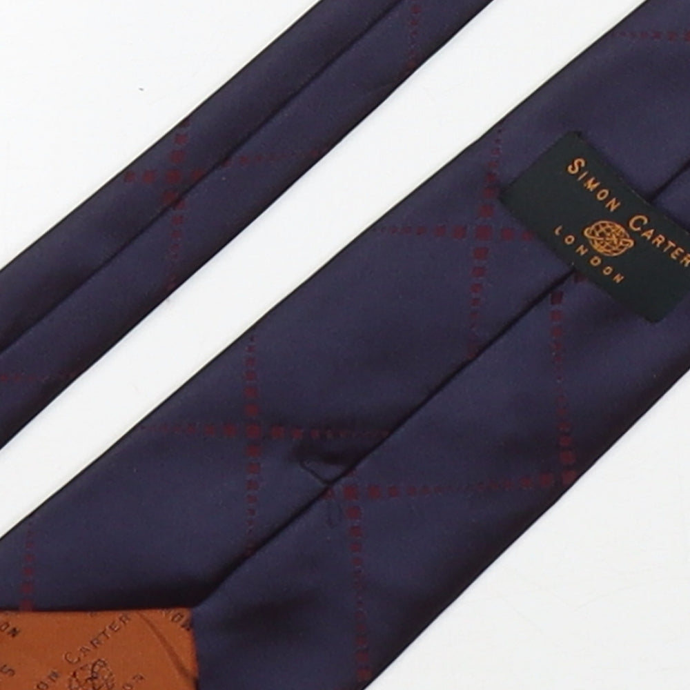 Simon Carter Mens Purple Plaids & Checks Silk Pointed Tie One Size