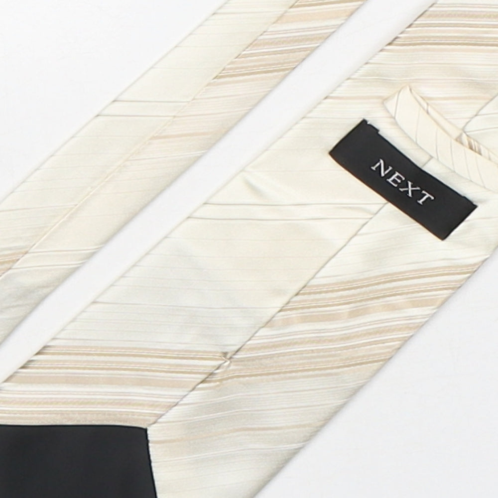 NEXT Mens Beige Striped Silk Pointed Tie One Size