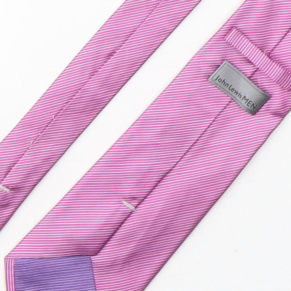 Brand and care label for John Lewis men’s pink striped silk pointed tie one size