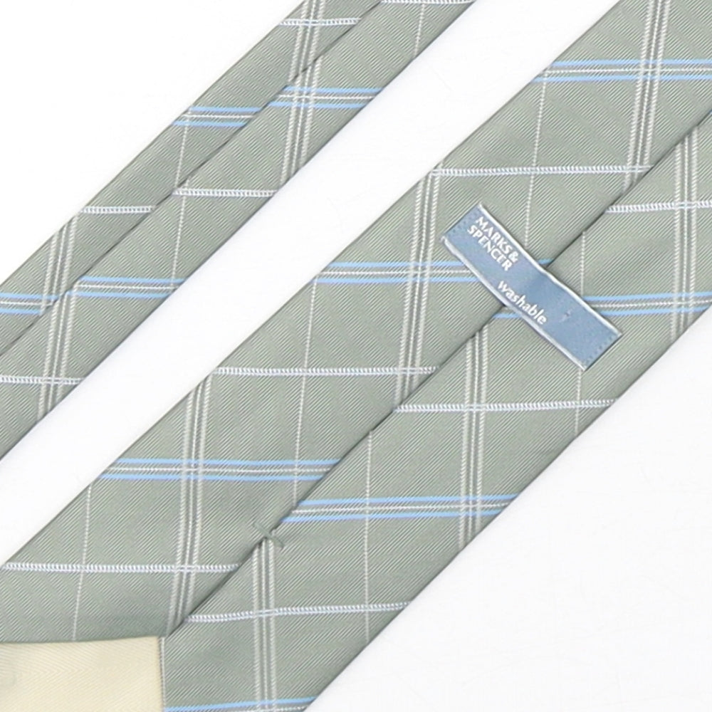 Marks and Spencer Mens Multicoloured Plaids & Checks Polyester Pointed Tie One Size