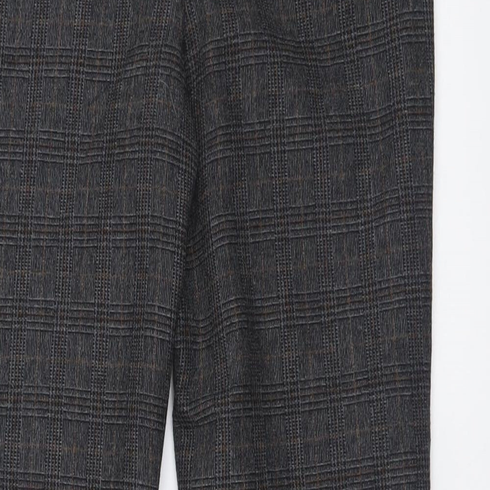 Monsoon Womens Grey Check Polyester Trousers Size 8 L26 in Regular Button
