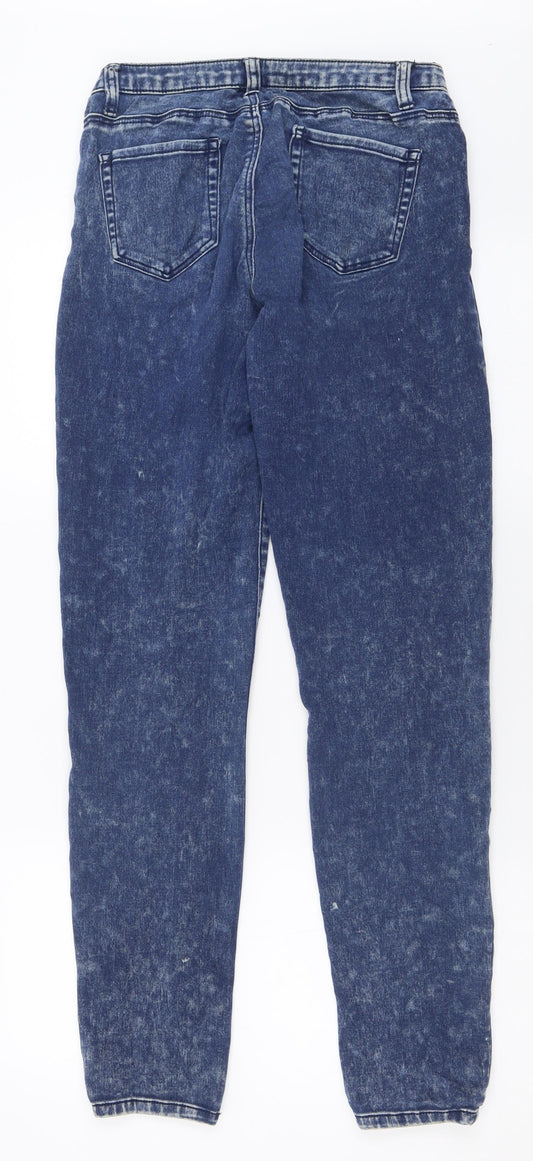 Primark Womens Blue Cotton Skinny Jeans Size 12 L32 in Regular Button