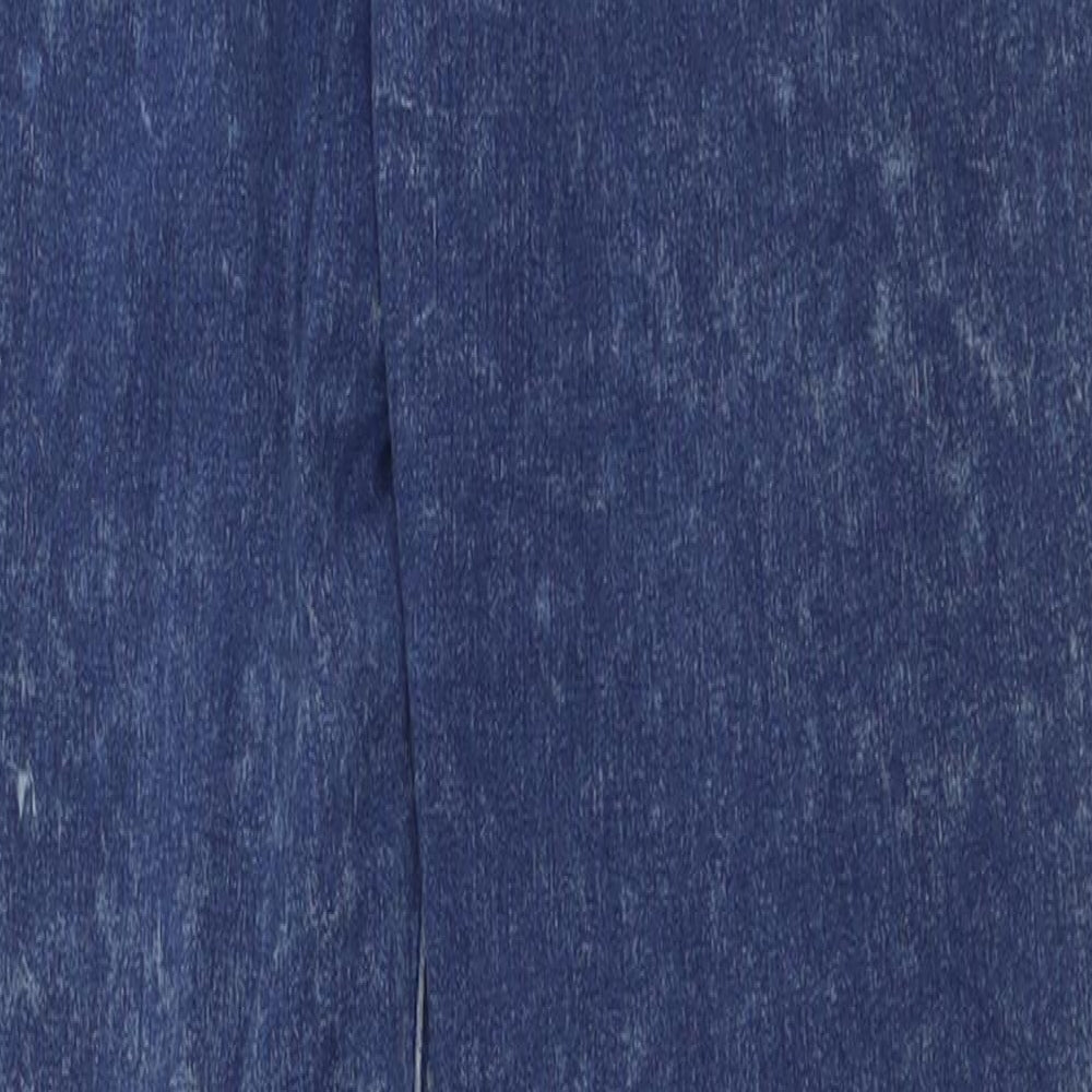Brand and care label for Primark women’s blue cotton skinny jeans, size UK 12, 32-inch leg regular button