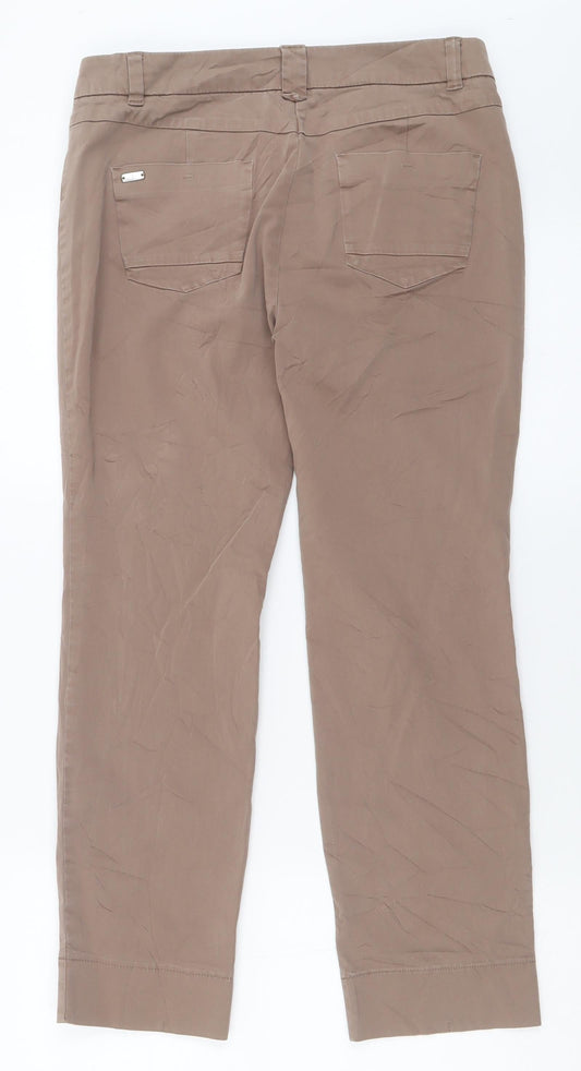 Marc Cain Womens Brown Cotton Trousers Size 30 in L26 in Regular Button