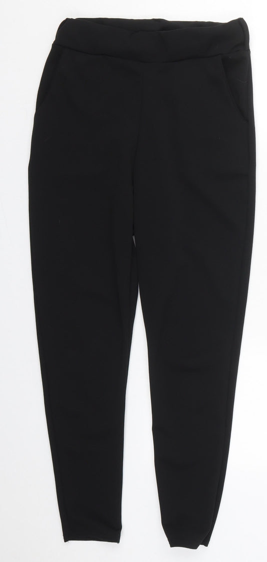 Womens UK Size 10 Boohoo Regular Fit Carrot Black Trousers