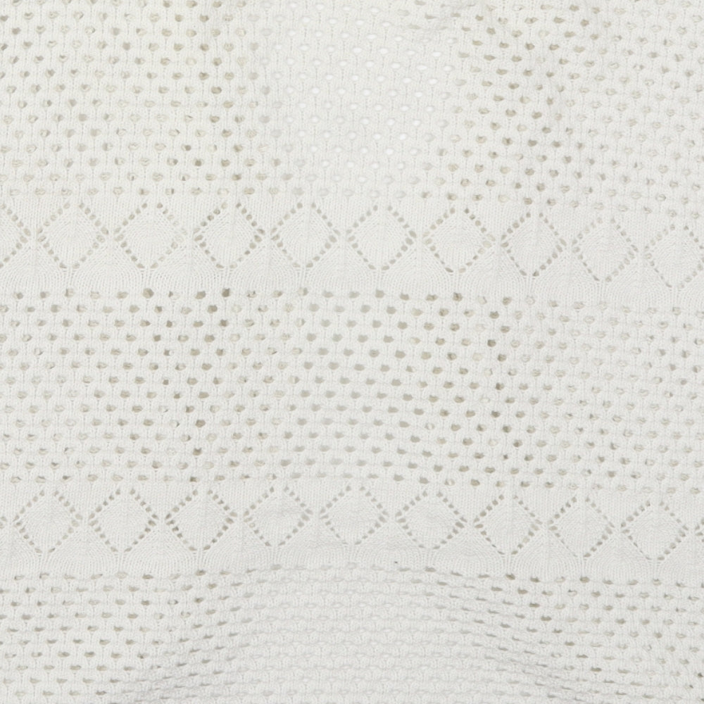 Glimpse Womens White V-Neck Acrylic Cardigan Jumper Size L