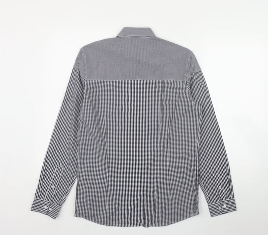 Mens UK Size S NEXT Black Button-Up Long Sleeve Casual Shirt