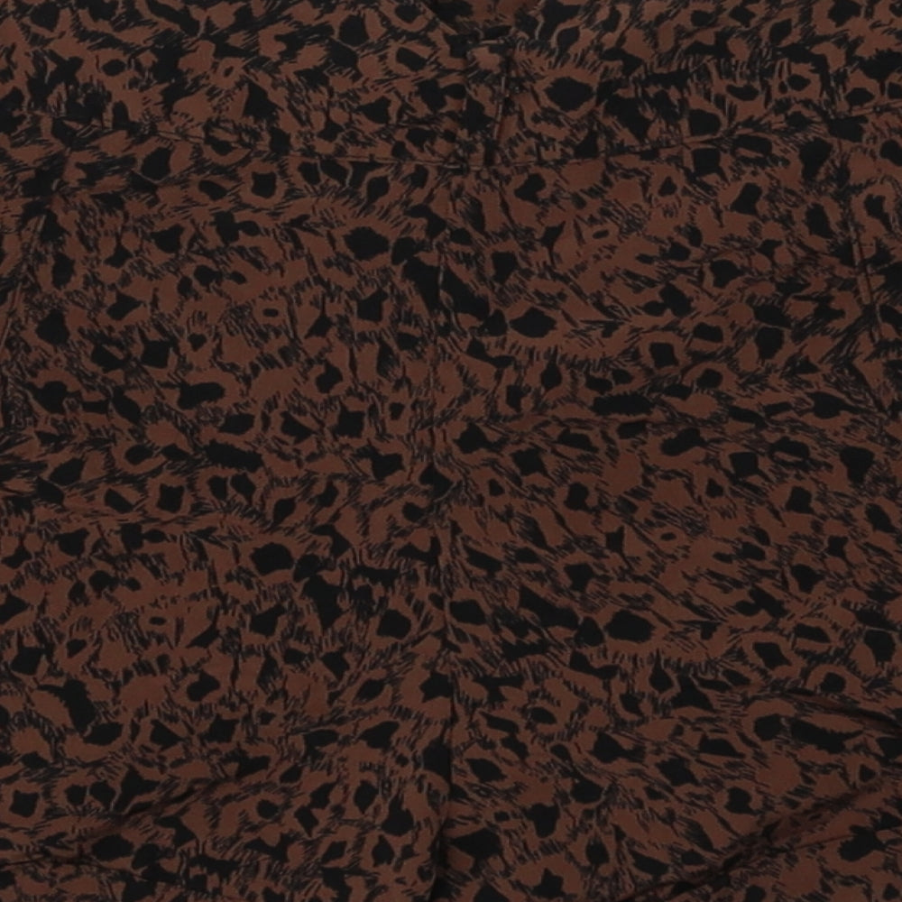 Miss Selfridge Womens Brown Animal Print Polyester Hot Pants Shorts Size 10 L3 in Regular Button