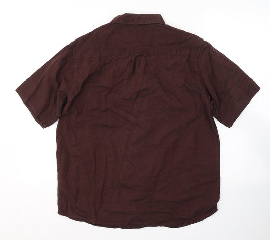 Primark Mens Red Cotton Button-Up Size L Collared Button