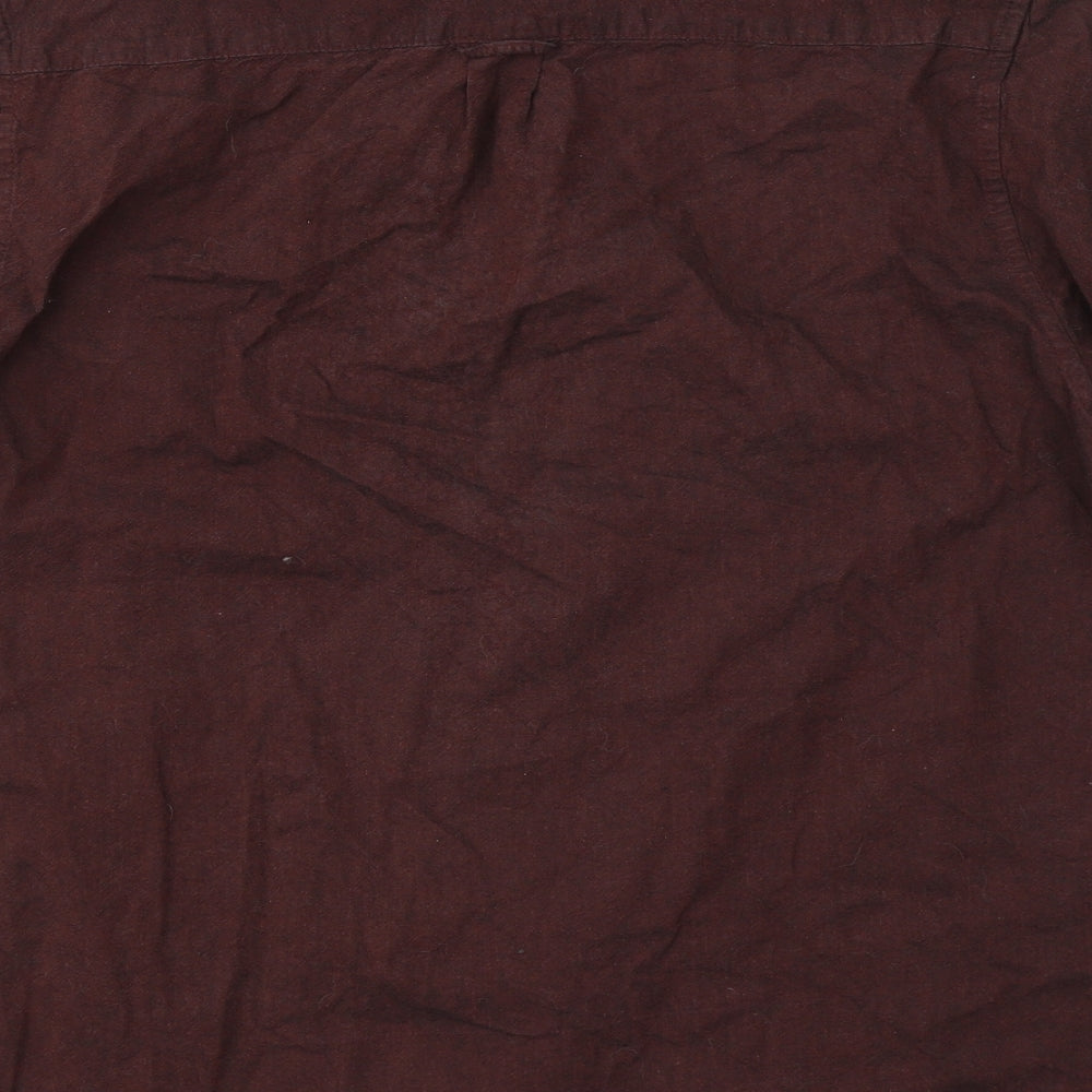 Primark Mens Red Cotton Button-Up Size L Collared Button
