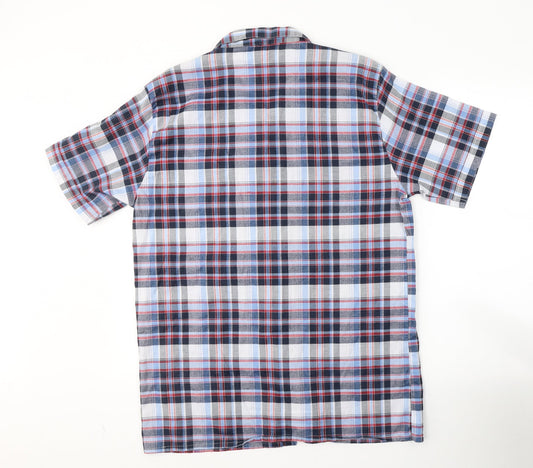 Mens UK Size M Malay Blue Button-Up Short Sleeve Casual Shirt
