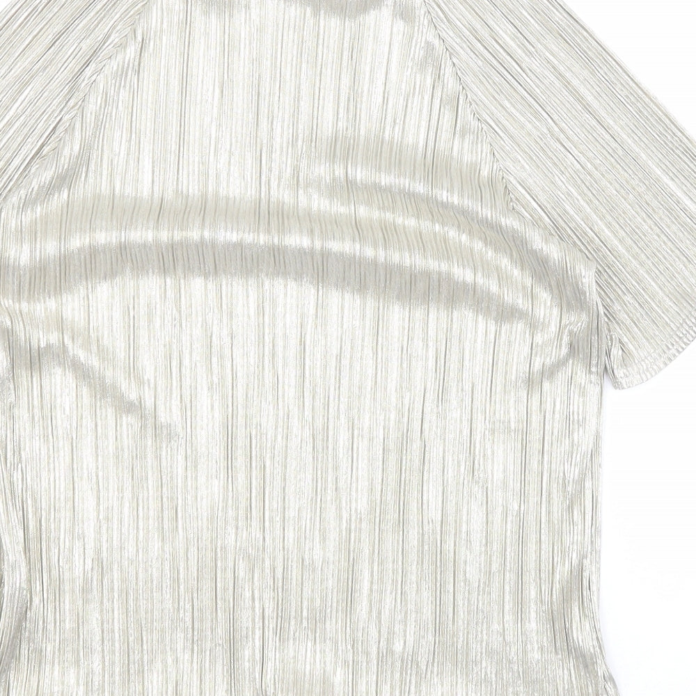 Parisian Womens Gold Polyester Basic Blouse Size 12 Round Neck