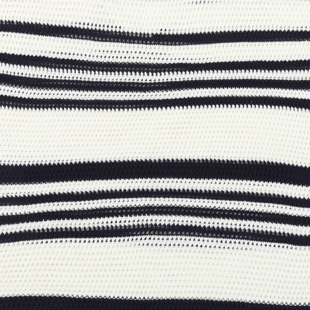 F&F Womens White V-Neck Striped Acrylic Pullover Jumper Size 16