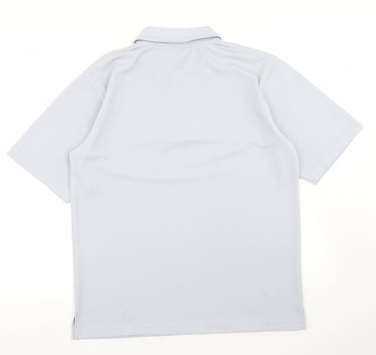 Cooltex Style Mens Blue Polyester Polo Size M Collared Button