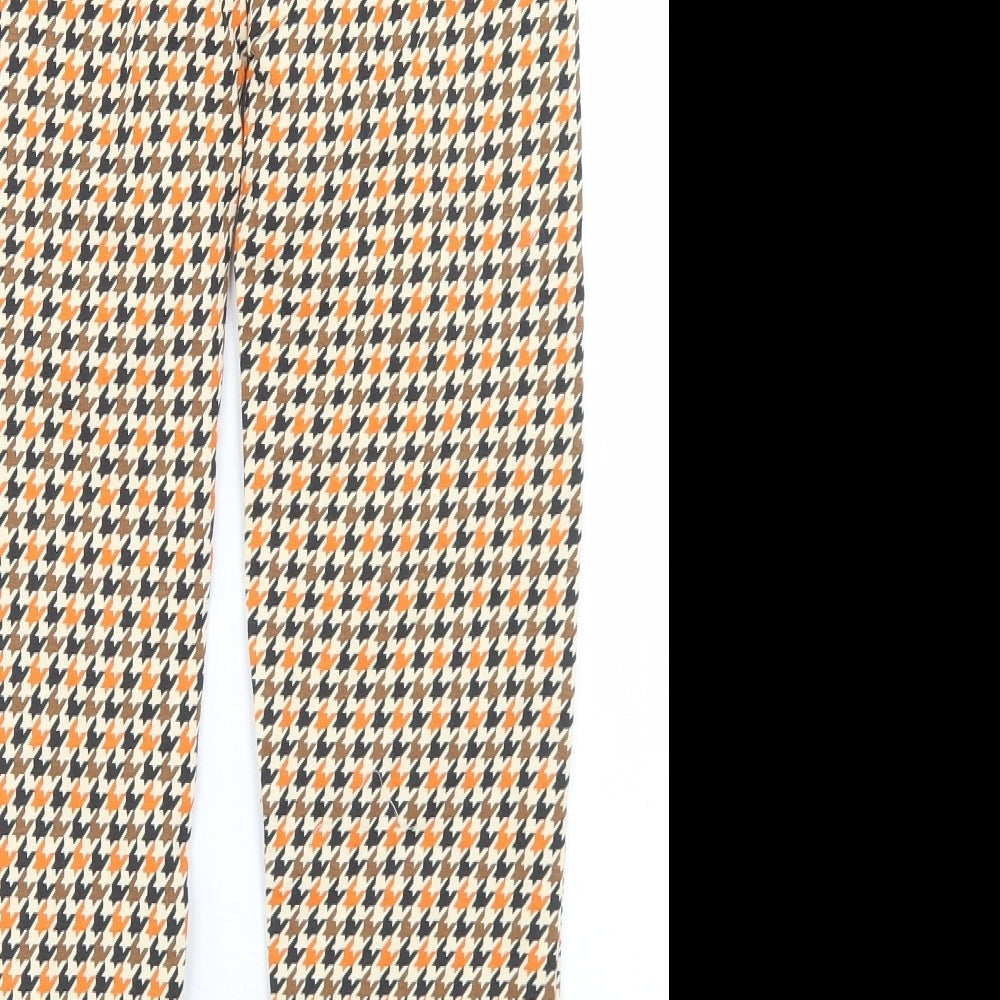 Crafted Girls Beige Houndstooth Cotton Dress Pants Trousers Size 13 Years Regular