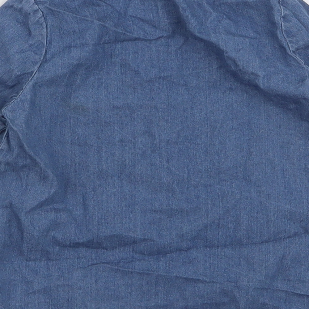 United Colors of Benetton Girls Blue Polyester A-Line Size 12 Months Collared Button