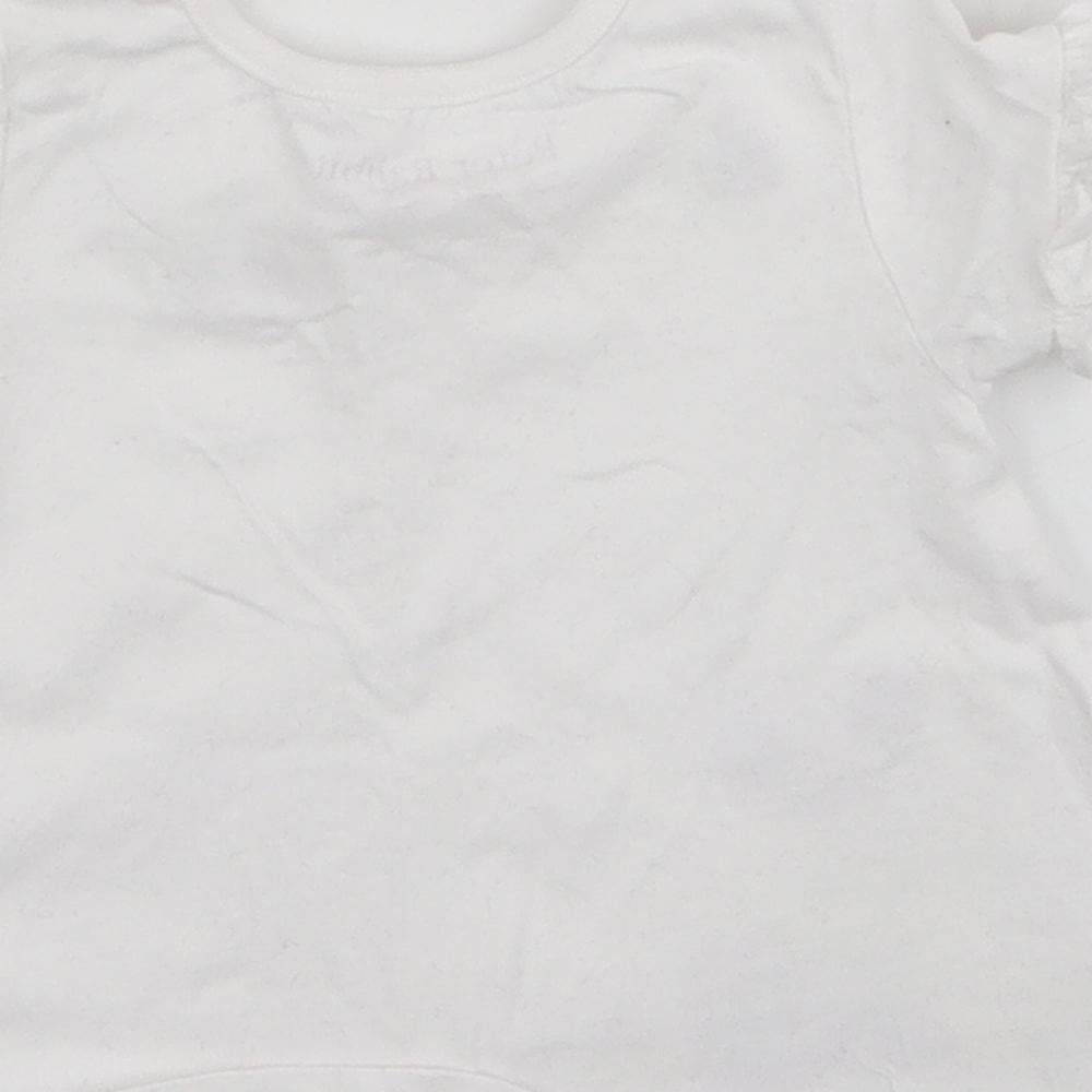 TU Girls White Cotton Pullover T-Shirt Size 3-6 Months Round Neck Button - Peter Rabbit