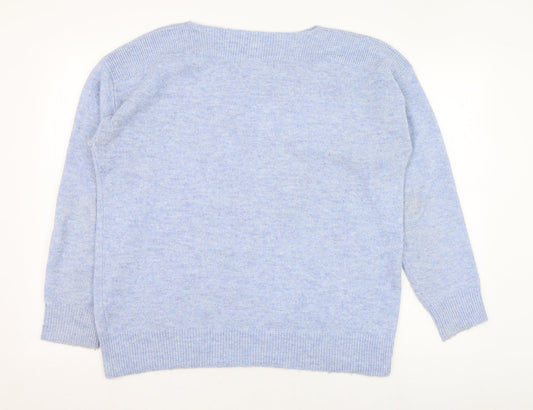 George Womens Blue Round Neck Polyester Pullover Jumper Size M