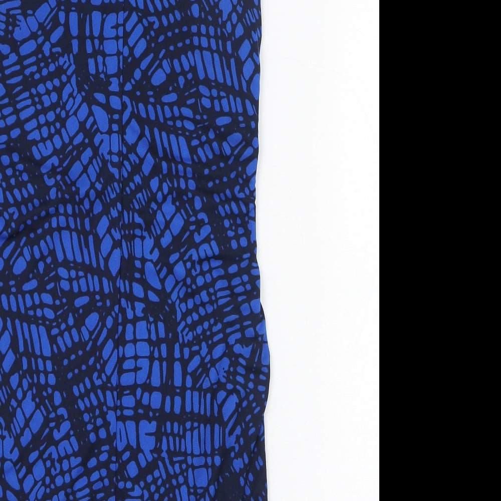 NEXT Womens Blue Polyester Pencil Dress Size 10 Round Neck Button