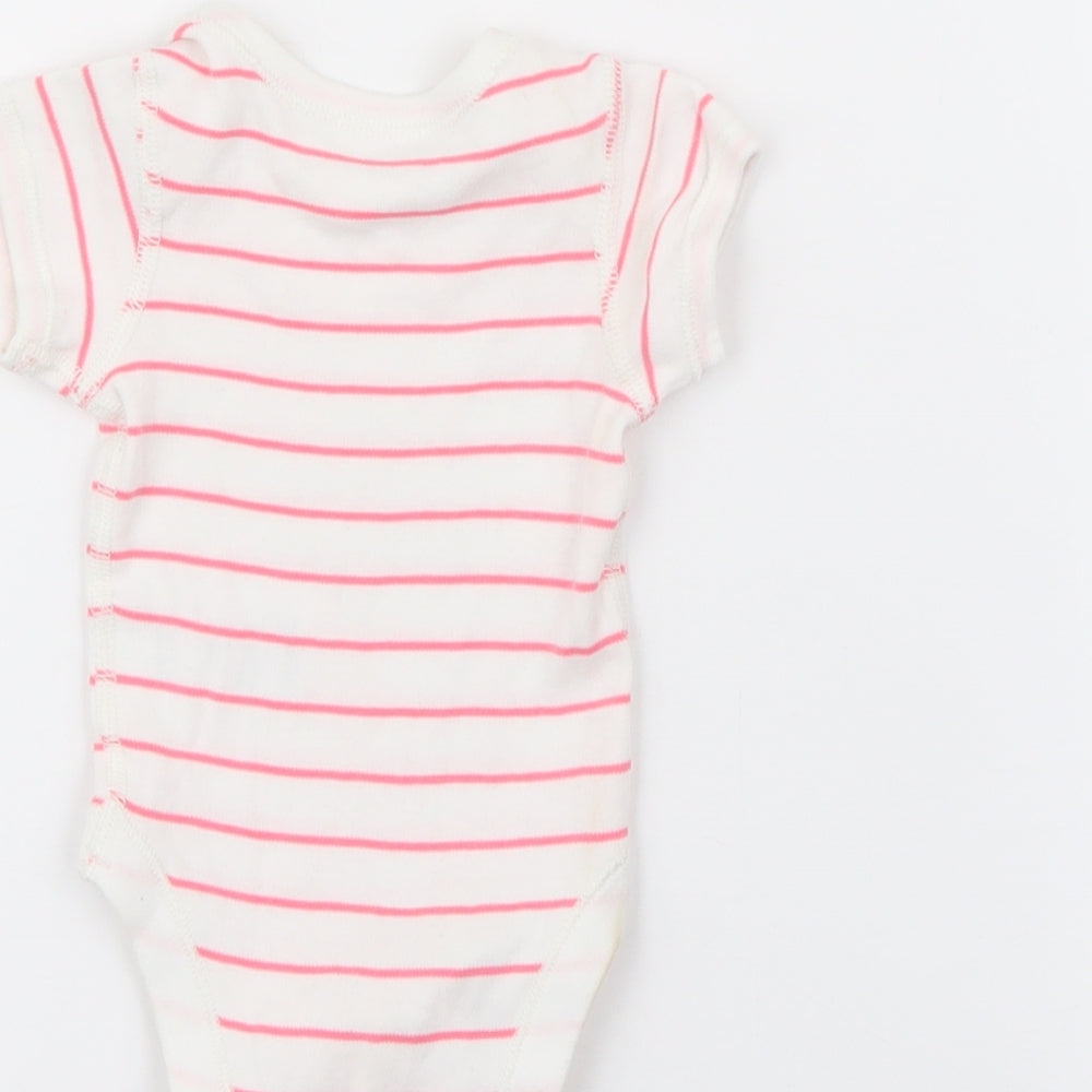 Marks and Spencer Baby White Striped Cotton Babygrow One-Piece Size Newborn Snap