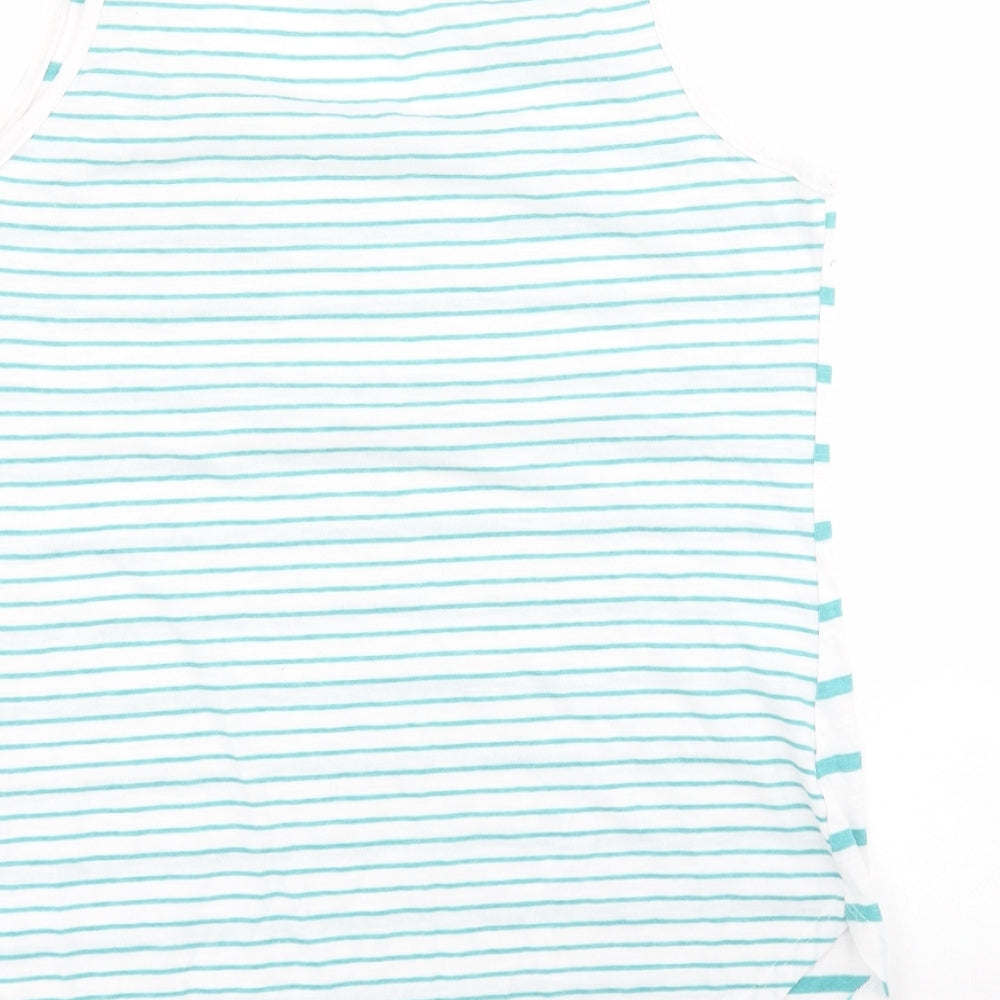 F&F Womens Green Striped Polyester Jersey Tank Size 12 Scoop Neck