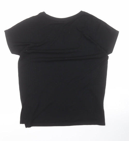 F&F Womens Black Polyester Basic Polo Size XS Round Neck