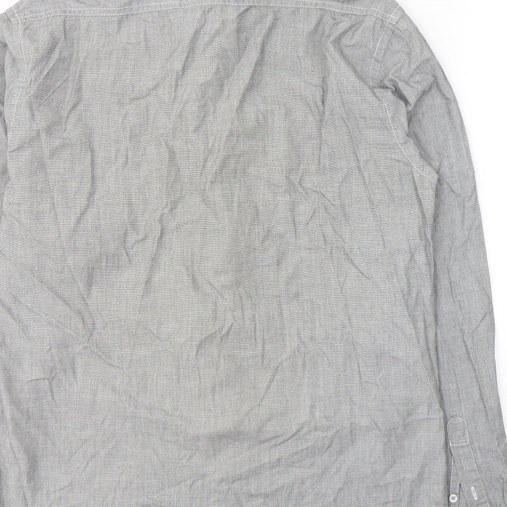 Mens UK Size M Peter Werth Grey Button-Up Long Sleeve Casual Shirt