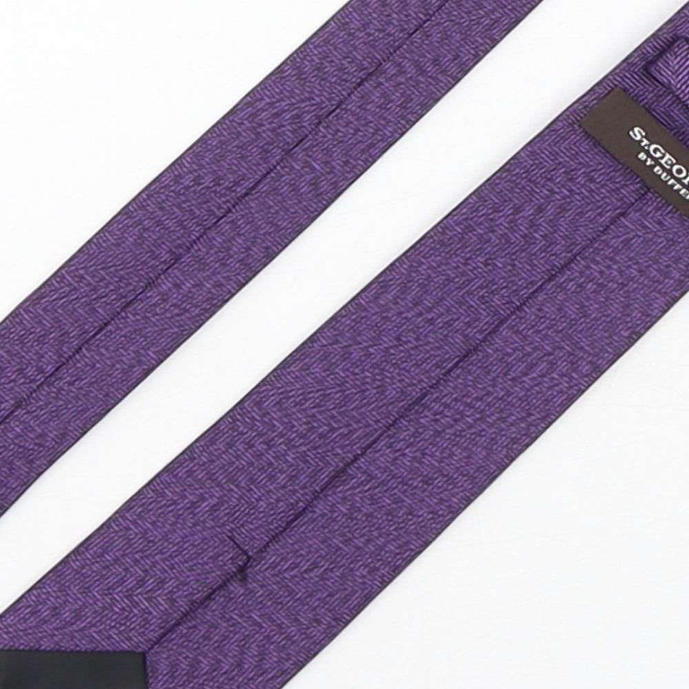 Mens Duffer Purple Geometric Pointed Tie