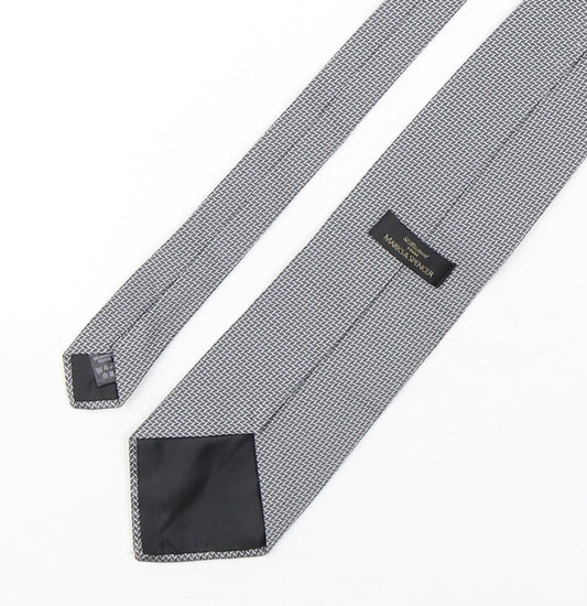 Marks and Spencer Mens Grey Geometric Polyester Pointed Tie One Size