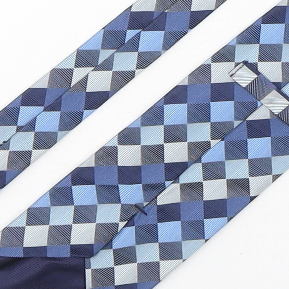 Marks and Spencer Mens Blue Plaids & Checks Silk Pointed Tie One Size