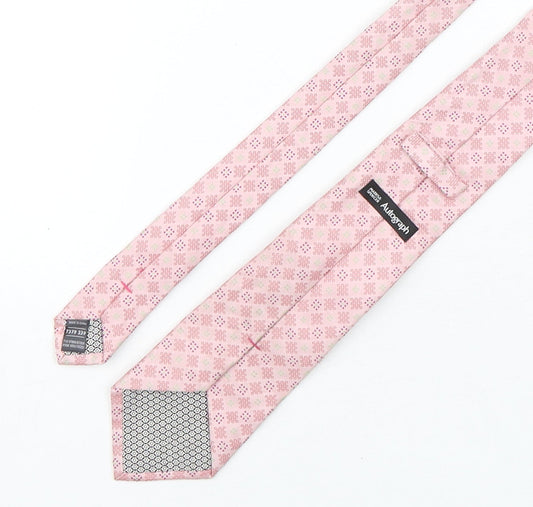Mens Autograph Pink Geometric Pointed Tie