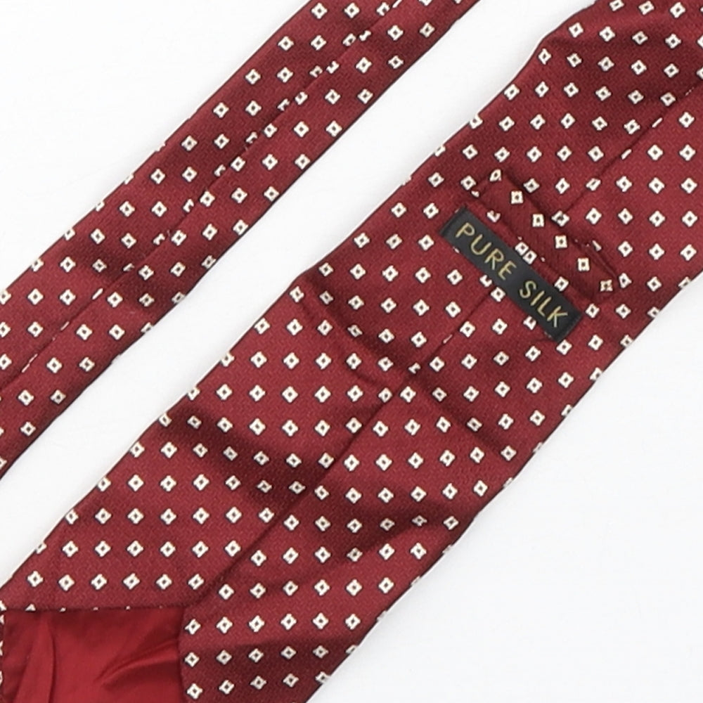Marks and Spencer Mens Red Geometric Silk Pointed Tie One Size
