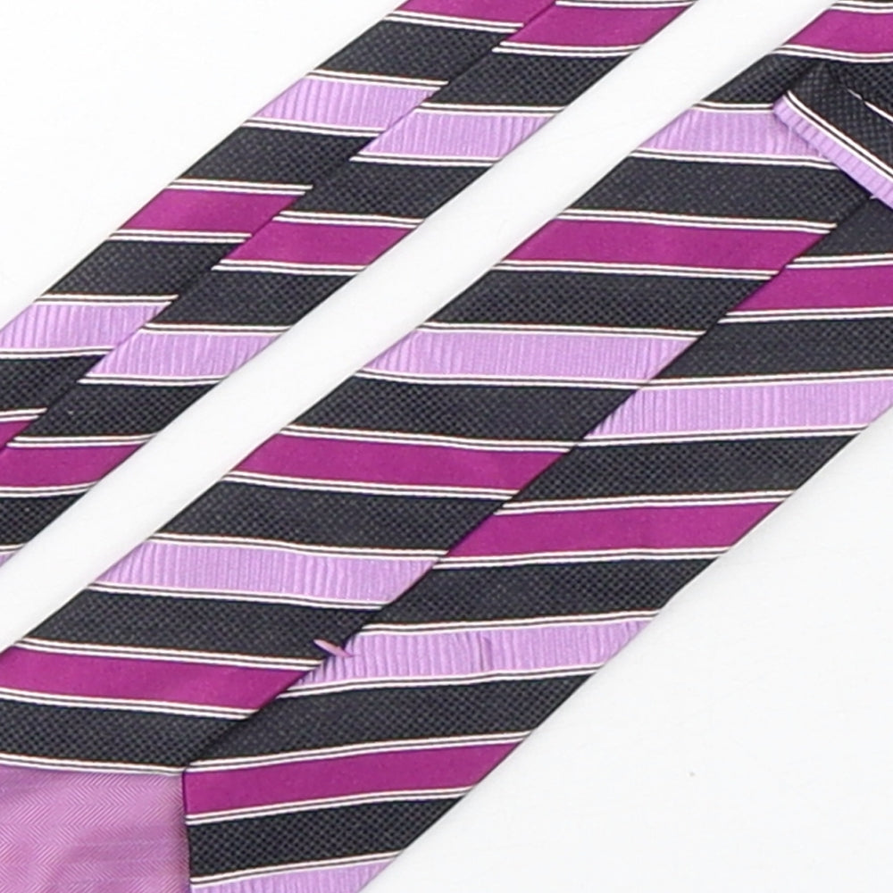 Marks and Spencer Mens Multicoloured Striped Silk Pointed Tie One Size
