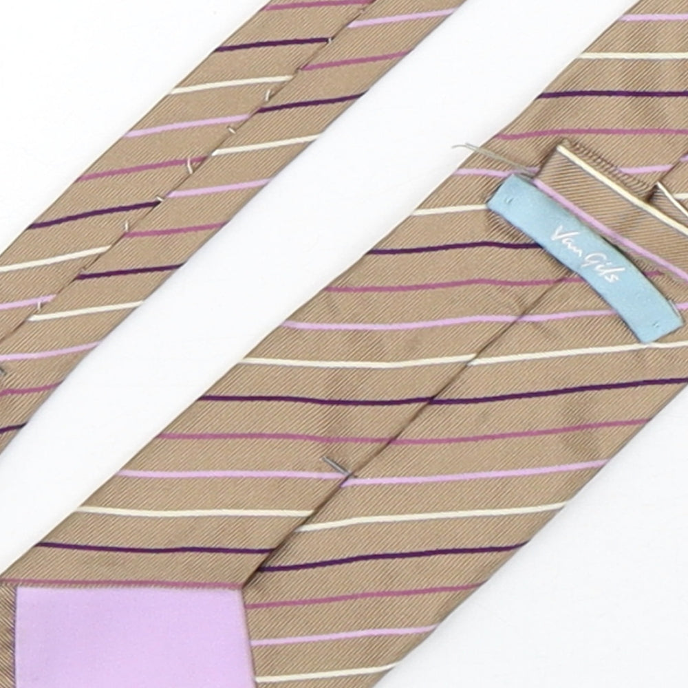 Brand and care label for Van girls’ mens multicoloured striped silk pointed tie one size