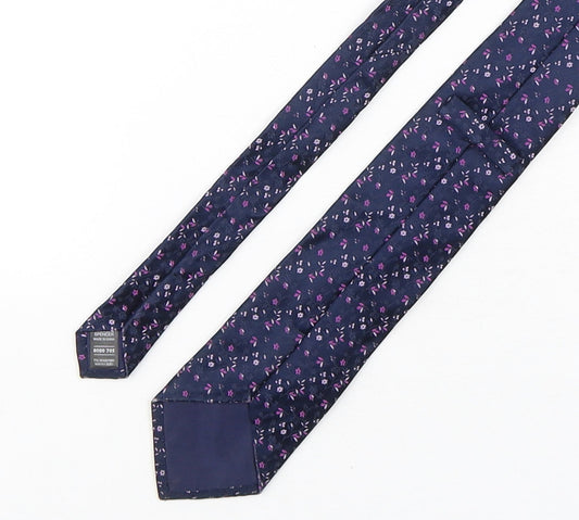 Marks and Spencer Mens Blue Floral Silk Pointed Tie One Size