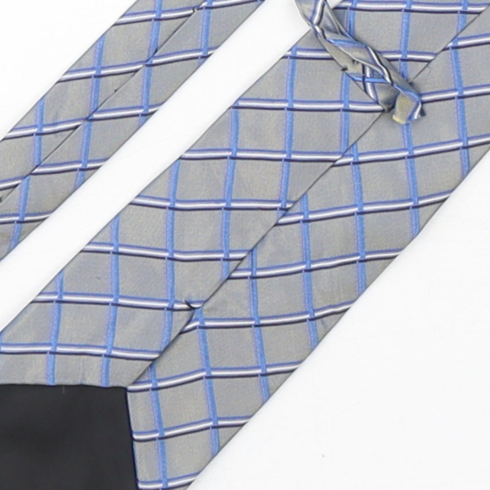 Brand and care label for Preworn men’s multicoloured plaids & checks silk pointed tie one size