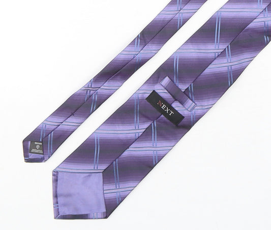 NEXT Mens Purple Plaids & Checks Silk Pointed Tie One Size