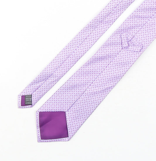 Marks and Spencer Mens Purple Geometric Silk Pointed Tie One Size