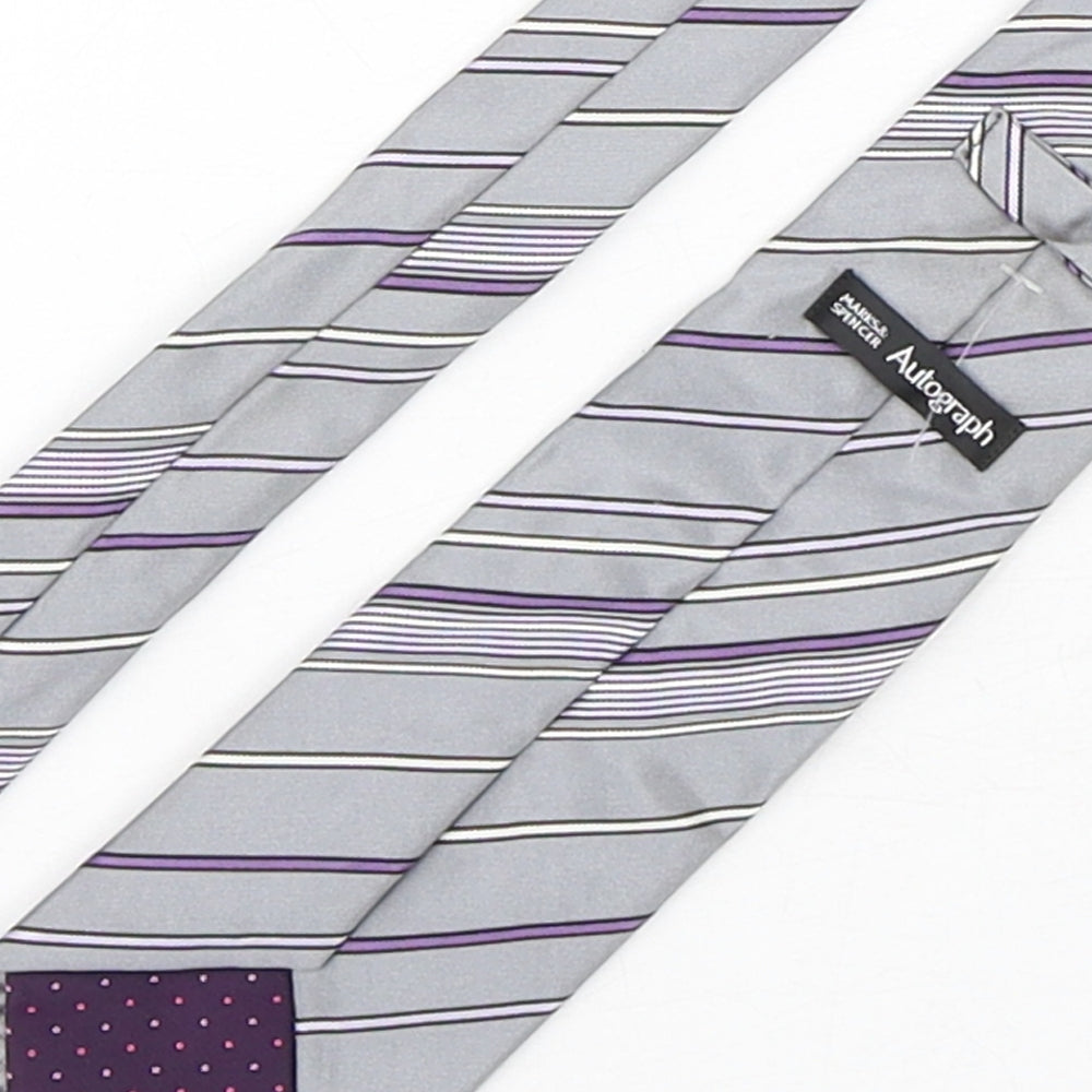 Autograph Mens Multicoloured Striped Silk Pointed Tie One Size