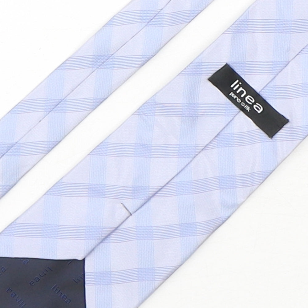 Linea Mens Blue Plaids & Checks Silk Pointed Tie One Size