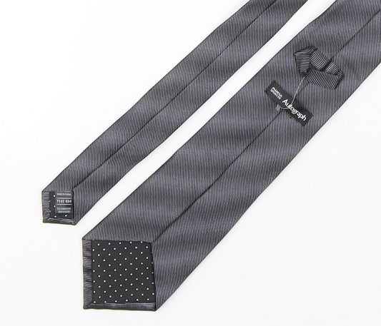 Autograph Mens Grey Striped Silk Pointed Tie One Size