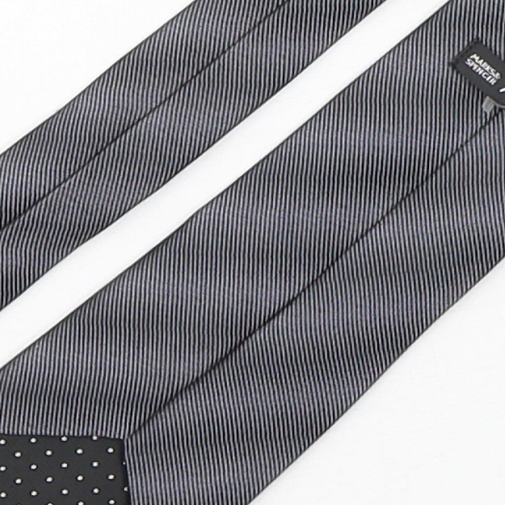 Autograph Mens Grey Striped Silk Pointed Tie One Size