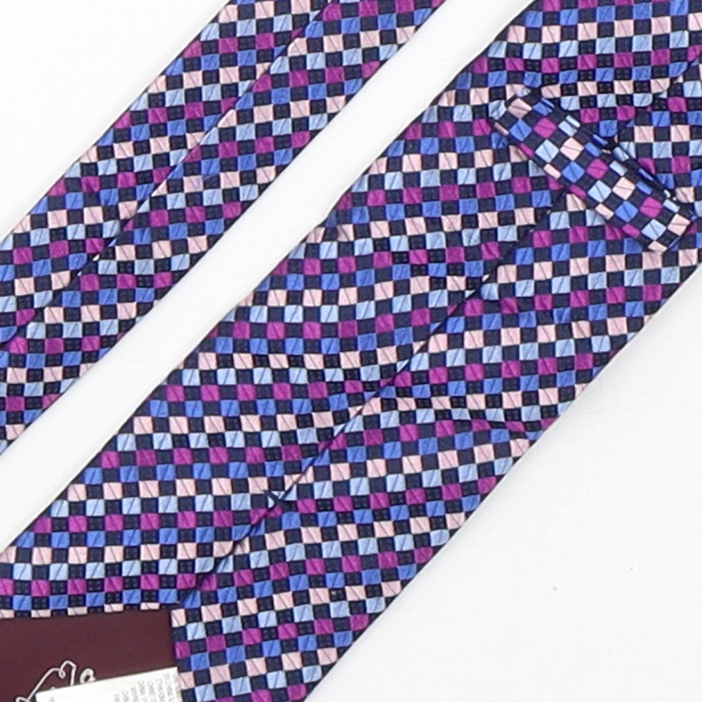 Marks and Spencer Mens Multicoloured Plaids & Checks Silk Pointed Tie One Size