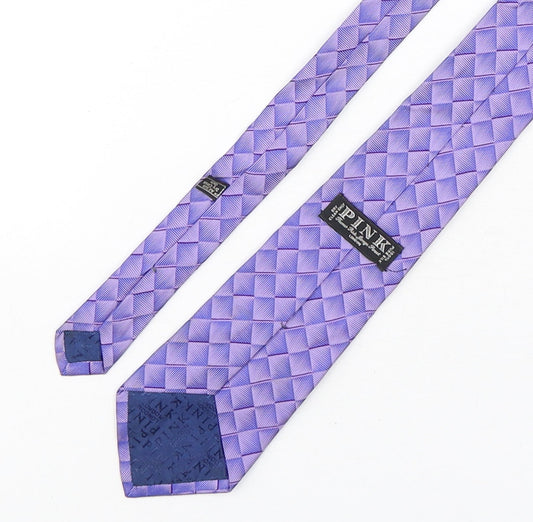 PINK Mens Purple Plaids & Checks Silk Pointed Tie One Size