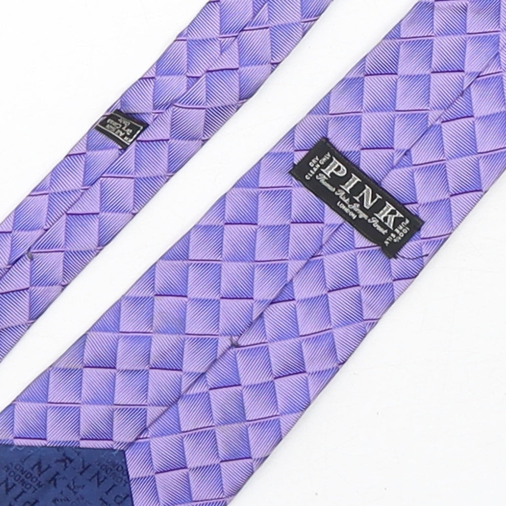 PINK Mens Purple Plaids & Checks Silk Pointed Tie One Size
