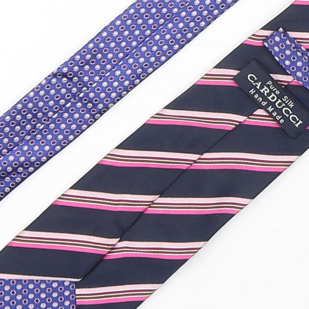 Mens Carducci Multicoloured Striped Pointed Tie