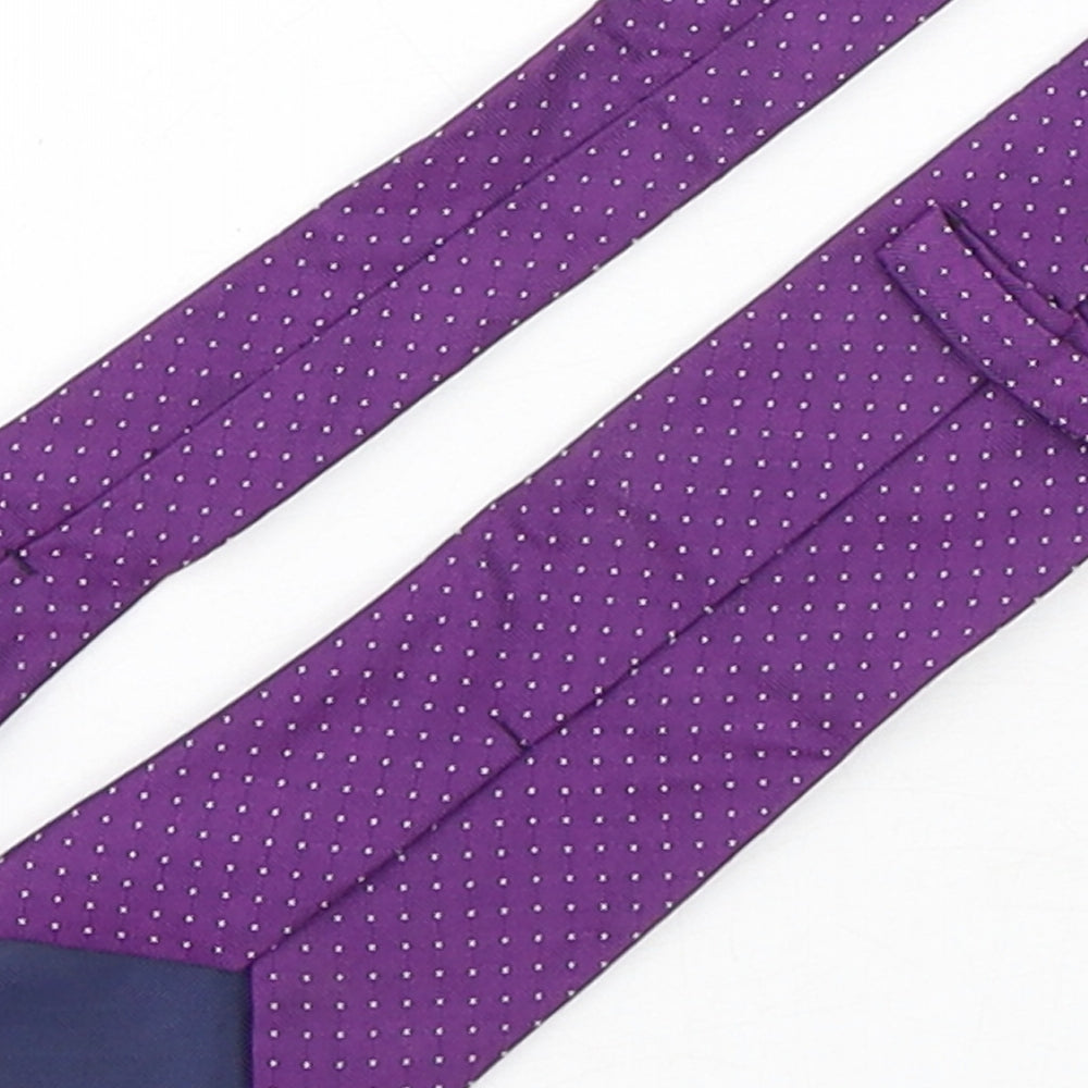 Marks and Spencer Mens Purple Polka Dot Silk Pointed Tie One Size